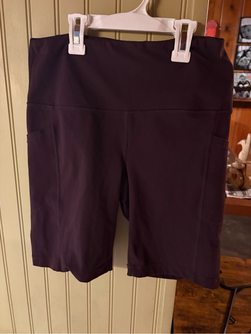 Yogalicious Deep Plum High-Waist Bike Shorts with Pockets